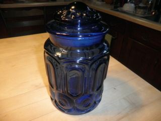 Rare Vintage Le Smith Cobalt Blue Moon & Stars Canister 9.  5 " W/ Lid