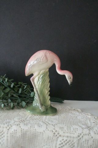 Vintage Head Down Pink Flamingo California Ceramic Pottery Figurine Unique Rare