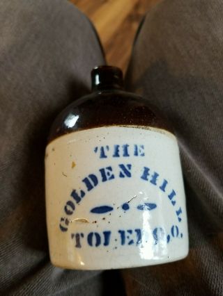 Rare The Golden Hill Toledo,  O.  Advertising Mini Jug