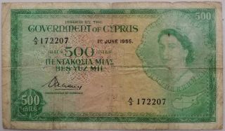 Cyprus ; 500 Mils 1955,  P - 34a,  G/g,  Rare