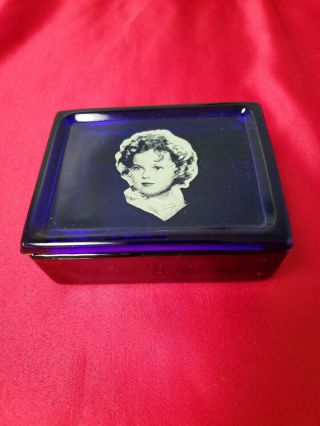 Very Rare 3 1/2 X For 1/2 Cova Blue Shirley Temple Trinket Dish With Lid