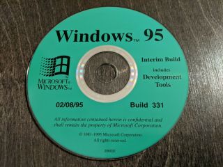 Ultra Rare: Microsoft Windows 95 Codename Chicago Interim Build 331 Beta Cd