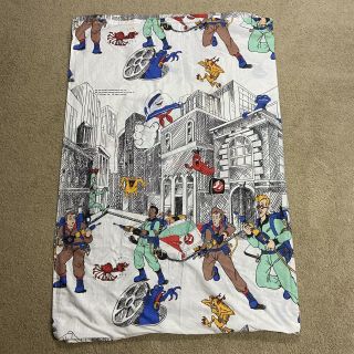 Vintage 80’s 1986 Ghostbusters Cartoon Twin Flat Sheet Fabric Rare Stay Puft
