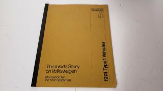 Rare Vw 1974 Work Book A - Information For The Vw Salesman Type 1 Vehicles