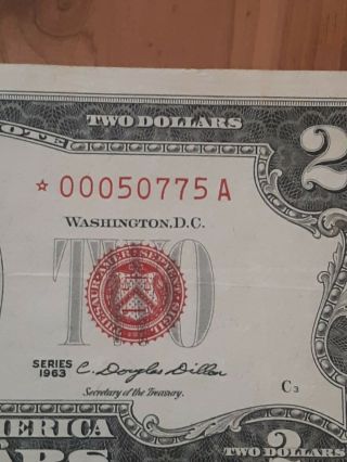 Rare Low Serial ⭐️ Star Note ⭐️ $2 Fancy 3 Digits Serial Us Note Red Seal