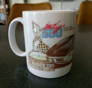 Rare Vintage 1978 Indy 500 Indianapolis Pace Car Coffee Mug Chevrolet Corvette
