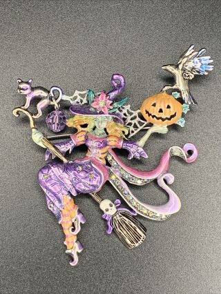 Rare Kirks Folly Witch Halloween Brooch Pin Jewelry Estate Find