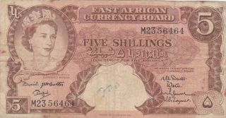 5 Shillings Vg - Fine Banknote From British East Africa 1961 - 63 Pick - 41 Rare