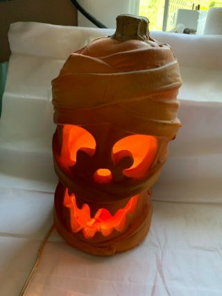 Rare Halloween Decoration Light Up Pumpkin Mummy Trendmaster Jack O Lantern