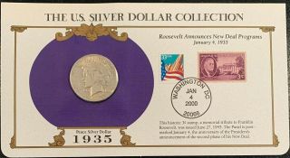 1935 Peace Silver Dollar - U.  S.  Postal Commemorative Stamp Set Rare 3/33c Stamps