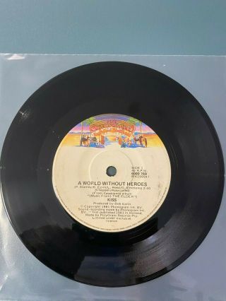 Kiss A World Without Heroes 7 " Vinyl 1981 Aussie Press.  Very Rare/scarce Nm