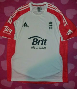 England Ashes 2011 Official Adidas Cricket Shirt Orange / White Xxl Rare