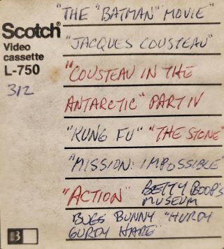 1 Rare Betamax tape TV home blank 4 Recording Bugs Bunny Betty Boop Batman Movie 2