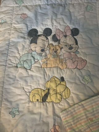 Rare Mickey Mouse,  Minnie Mouse,  Pluto Dundee Disney Baby Crib Blanket Comforter