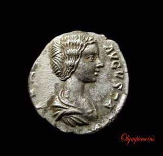 Very Rare Julia Domna 193 - 217 Ad.  Ar Denarius Matri Castorum Ef