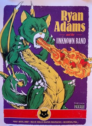 Rare Ryan Adams 2017 Boston Tour Poster,  24x18