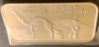 Vintage 1 Oz Silver Art Bar “iraq Mobile Missile Launcher”.  999 Fine Rare