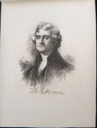 Rare Etching Of President Thomas Jefferson By P.  Audibert,  C.  1915.  10” X 7 ¼”