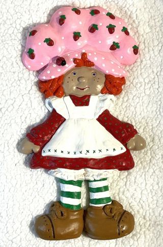 Rare Vintage Strawberry Shortcake Ceramic Wall Hanging Plaque 15 " Red Pink