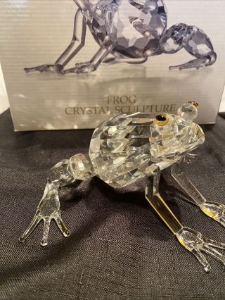 Rare Vintage Frog Crystal Sculpture By Godinger 6”