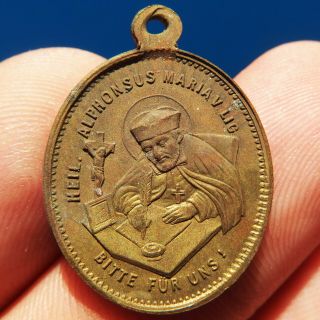 RARE ST ALPHONSUS LIGUORI RELIGIOUS MEDAL OLD OUR LADY OF PERPETUAL HELP PENDANT 3