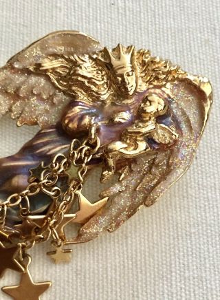 GORGEOUS RARE RETIRED KIRKS FOLLY MOTHER ' S LOVE PIN ENAMEL ANGEL BABY BROOCH 2