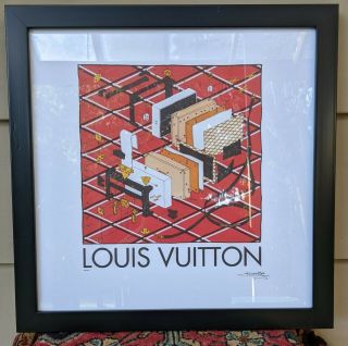Louis Vuitton Fairchild Paris 409/1000 Framed Wall Art Suitcase Rare Signed