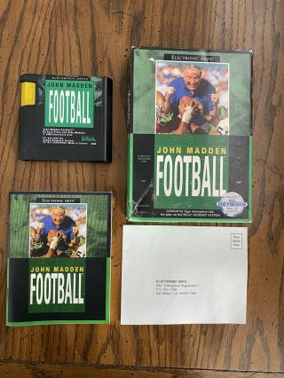 John Madden Football Sega Genesis 1990 Complete - Rare Htf - - Priority Box S/h
