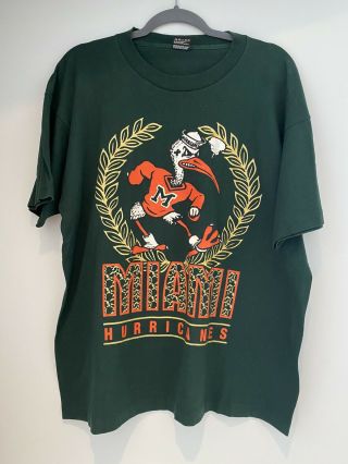Vintage 90’s Miami Hurricanes T - Shirt - Rare,  100 & Authentic - Xl