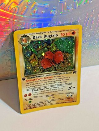 Pokemon,  1st Edition,  Dark Dugtrio 6/82,  Team Rocket set Holo Rare NM/LP. 2