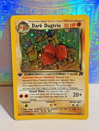 Pokemon,  1st Edition,  Dark Dugtrio 6/82,  Team Rocket set Holo Rare NM/LP. 3