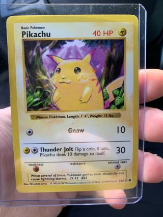1999 Pokemon Card Pikachu 58/102 Shadowless Yellow Cheeks