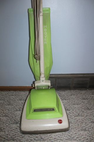 Rare Vintage Green Hoover 1030 Convertible Upright Vacuum Cleaner Metal Base