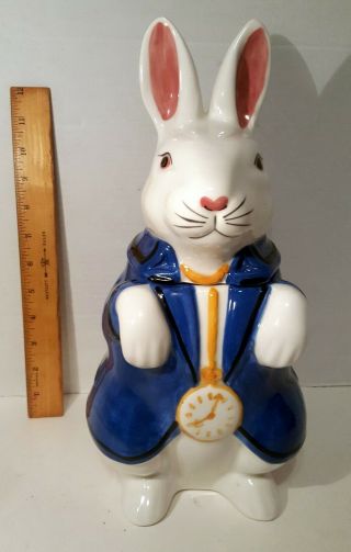 Rare Vintage N S Gustin White Rabbit (alice In Wonderland) Cookie Jar