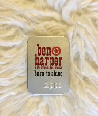 Ben Harper Rare 1999 Zippo Lighter Burn To Shine Promo Only Virgin Records