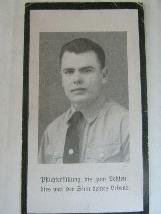 Rare,  Early Wwii German Death Card,  Scarce Uniform,  Party Member,  Kradschutzen