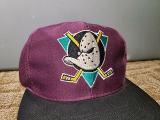 Vintage 90s Nhl Anaheim Mighty Ducks Cap Snapback Hat Rare Disney Movie Osfa
