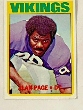 1972 Topps Football Alan Page De Rare Minnesota Vikings High Number 300