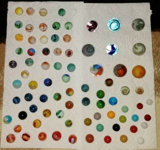 81 Vintage Marbles Akro Peltier Christensen,  Peewees/shooters/rare Colors