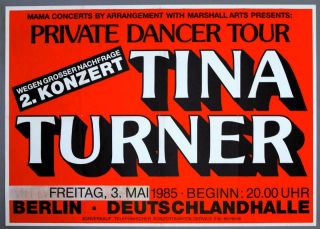 Tina Turner - Rare Vintage Berlin 1985 Private Dancer Concert Poster