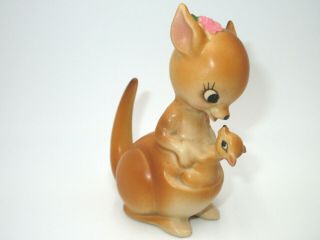 Rare Vtg Josef Originals Ceramic Cute Mama Kangaroo W Joey 3 3/4 " Mother Baby