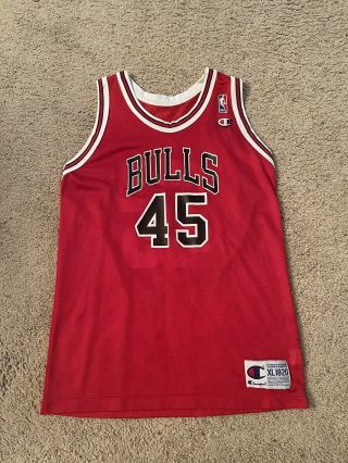 Vintage 90s Michael Jordan Champion Chicago Bulls 45 Jersey Youth Xl Rare