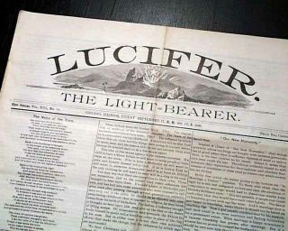 Rare Moses Harman Anarchist Sexology Science Lucifer Light - Bearer 1896 Newspaper