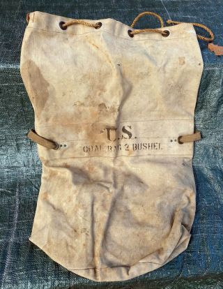 Vintage Wwii Us Military Army Coal Bag Canvas Rare