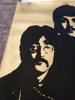 Vintage The Beatles Rare Gold Flocked/Velvet Poster 2