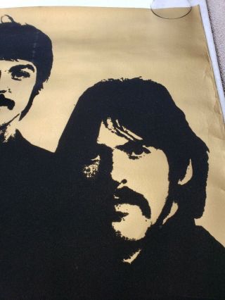 Vintage The Beatles Rare Gold Flocked/Velvet Poster 3
