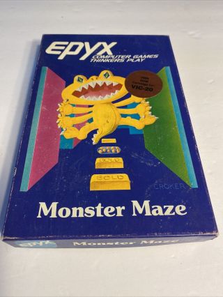 Vintage Epyx Computer Games Monster Maze Vic - 20 Rare - Big Box Pc 1982