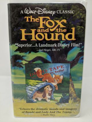 The Fox And The Hound Disney Demo Vhs (vhs,  1994) Black Diamond Classic Rare