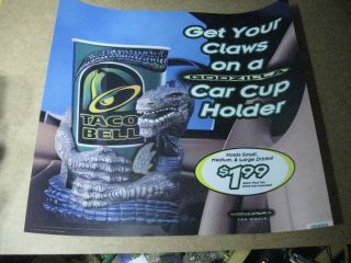 Vintage 1998 Godzilla Taco Bell Cup Holder Poster Ds Plastic Very Rare