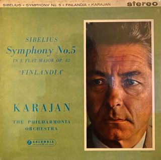 Rare Classic Lp Karajan Sibelius Symphony 5 Finlandia Uk Columbia Sax 2392